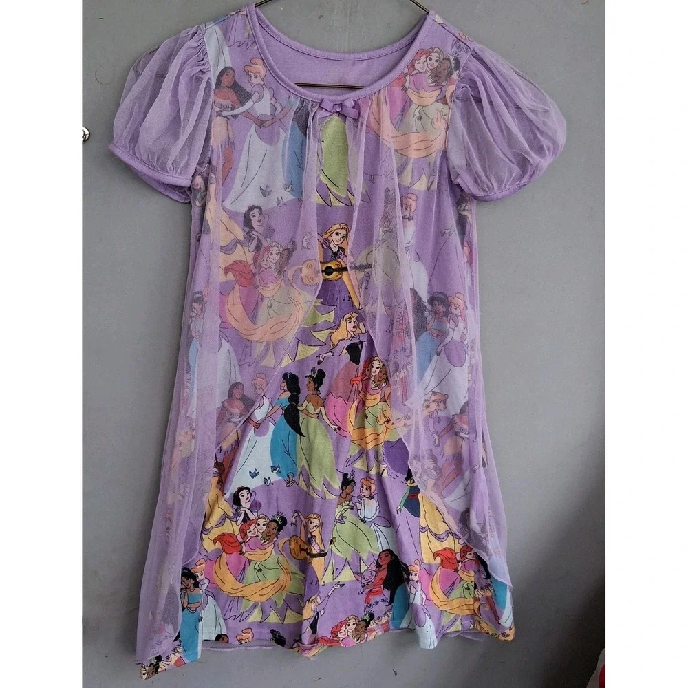 Disney Princess Dress Nightgown Purple Veil Girls 10 Various Princesses GUC - Picture 1 of 8